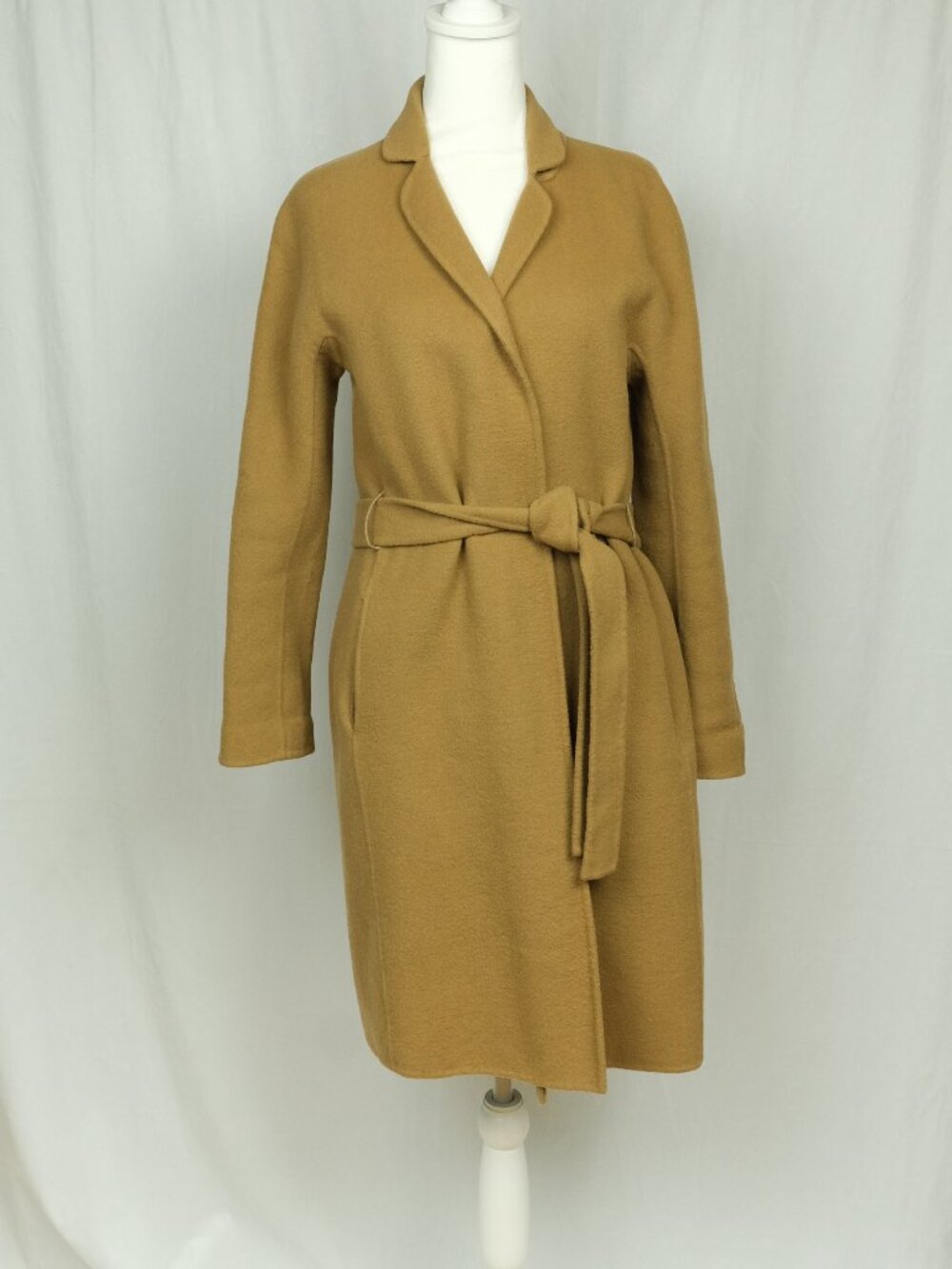 Ibudu Classic Camel Wrap Wool Coat Minimalist Size XS